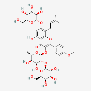 3-(((2S,3R,4R,5R,6S)-4,5-dihydroxy-6-methyl-3-(((2S,3R,4S,5S,6R)-3,4,5-trihydroxy-6-(hydroxymethyl)tetrahydro-2H-pyran-2-yl)oxy)tetrahydro-2H-pyran-2-yl)oxy)-5-hydroxy-2-(4-methoxyphenyl)-8-(3-methylbut-2-en-1-yl)-7-(((2S,3R,4S,5S,6R)-3,4,5-trihydroxy-6-(hydroxymethyl)tetrahydro-2H-pyran-2-yl)oxy)-4H-chromen-4-one