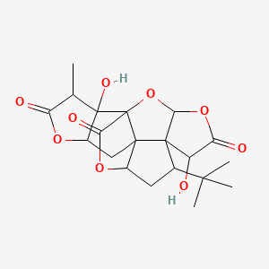 molecular formula C20H24O9 B1671512 9H-1,7a-(Epoxymethano)-1H,6aH-cyclopenta[c]furo[2,3-b]furo[3',2':3,4]cyclopenta[1,2-d]furan-5,9,12(4H)-trione, 3-tert-butylhexahydro-4,7b-dihydroxy-8-methyl- CAS No. 15291-75-5