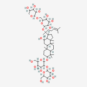 2-[4,5-dihydroxy-6-(hydroxymethyl)-2-[[12-hydroxy-4,4,8,10,14-pentamethyl-17-[6-methyl-2-[3,4,5-trihydroxy-6-[(3,4,5-trihydroxyoxan-2-yl)oxymethyl]oxan-2-yl]oxyhept-5-en-2-yl]-2,3,5,6,7,9,11,12,13,15,16,17-dodecahydro-1H-cyclopenta[a]phenanthren-3-yl]oxy]oxan-3-yl]oxy-6-(hydroxymethyl)oxane-3,4,5-triol