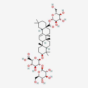6-[[4,4,6a,6b,11,11,14b-heptamethyl-8a-[3,4,5-trihydroxy-6-(hydroxymethyl)oxan-2-yl]oxycarbonyl-1,2,3,4a,5,6,7,8,9,10,12,12a,14,14a-tetradecahydropicen-3-yl]oxy]-3,4-dihydroxy-5-[3,4,5-trihydroxy-6-(hydroxymethyl)oxan-2-yl]oxyoxane-2-carboxylic acid