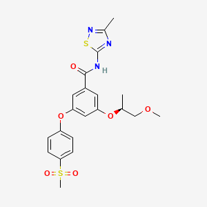molecular formula C21H23N3O6S2 B1671569 3-[(2S)-1-Methoxypropan-2-yl]oxy-5-(4-methylsulfonylphenoxy)-N-(3-methyl-1,2,4-thiadiazol-5-yl)benzamide CAS No. 863504-35-2