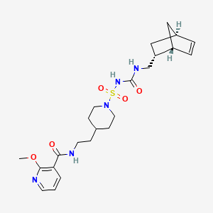 molecular formula C23H33N5O5S B1671581 N-[2-[1-[[(1S,2S,4S)-2-bicyclo[2.2.1]hept-5-enyl]methylcarbamoylsulfamoyl]piperidin-4-yl]ethyl]-2-methoxypyridine-3-carboxamide CAS No. 51876-98-3