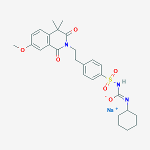 B1671592 Sodium;N'-cyclohexyl-N-[4-[2-(7-methoxy-4,4-dimethyl-1,3-dioxoisoquinolin-2-yl)ethyl]phenyl]sulfonylcarbamimidate CAS No. 62783-47-5