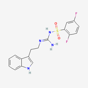 molecular formula C17H16F2N4O2S B1671607 4-Methoxy-3-(N-(2-(piperidin-1-yl)-5-(trifluoromethyl)phenyl)sulfamoyl)benzoic acid CAS No. 865273-97-8