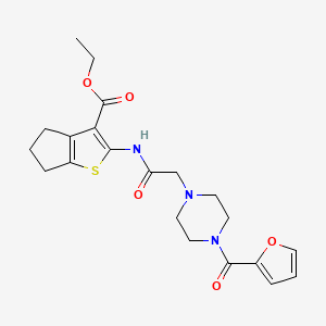 molecular formula C21H25N3O5S B1671677 Ethyl 2-(2-(4-(furan-2-carbonyl)piperazin-1-yl)acetamido)-5,6-dihydro-4H-cyclopenta[b]thiophene-3-carboxylate CAS No. 835598-94-2