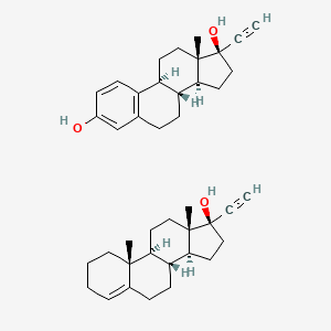 molecular formula C40H52O3 B1671693 (8R,9S,10R,13S,14S,17R)-17-ethynyl-13-methyl-2,3,6,7,8,9,10,11,12,14,15,16-dodecahydro-1H-cyclopenta[a]phenanthren-17-ol;(8R,9S,13S,14S,17R)-17-ethynyl-13-methyl-7,8,9,11,12,14,15,16-octahydro-6H-cyclopenta[a]phenanthrene-3,17-diol CAS No. 8064-76-4