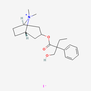 molecular formula C20H30INO3 B1671723 3-{[2-(Hydroxymethyl)-2-phenylbutanoyl]oxy}-8,8-dimethyl-8-azoniabicyclo[3.2.1]octane iodide CAS No. 129109-88-2
