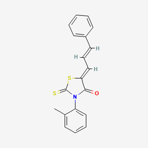 molecular formula C19H15NOS2 B1671742 4-Thiazolidinone, 3-(2-methylphenyl)-5-(3-phenyl-2-propenylidene)-2-thioxo- CAS No. 307525-40-2
