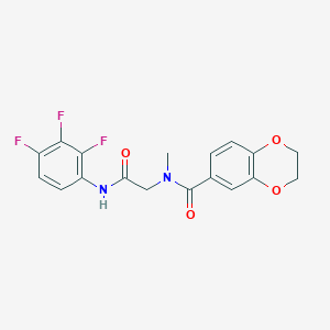 molecular formula C18H15F3N2O4 B1671743 N-methyl-N-[2-oxo-2-(2,3,4-trifluoroanilino)ethyl]-2,3-dihydro-1,4-benzodioxine-6-carboxamide CAS No. 870768-70-0