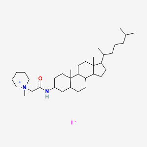 B1671745 N-[10,13-dimethyl-17-(6-methylheptan-2-yl)-2,3,4,5,6,7,8,9,11,12,14,15,16,17-tetradecahydro-1H-cyclopenta[a]phenanthren-3-yl]-2-(1-methylpiperidin-1-ium-1-yl)acetamide;iodide CAS No. 106068-99-9