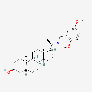 molecular formula C30H45NO3 B1671746 (3S,5S,8S,9S,10R,13R,14R,17R)-17-[(1R)-1-(6-methoxy-2,4-dihydro-1,3-benzoxazin-3-yl)ethyl]-10,13-dimethyl-2,3,4,5,6,7,8,9,11,12,14,15,16,17-tetradecahydro-1H-cyclopenta[a]phenanthren-3-ol CAS No. 98129-27-2