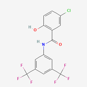 molecular formula C15H8ClF6NO2 B1671747 N-(3,5-bis(trifluoromethyl)phenyl)-5-chloro-2-hydroxybenzamide CAS No. 978-62-1