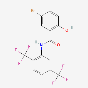 molecular formula C15H8BrF6NO2 B1671748 Benzamide, N-(2,5-bis(trifluoromethyl)phenyl)-5-bromo-2-hydroxy- CAS No. 439144-66-8