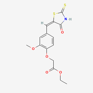 molecular formula C15H15NO5S2 B1671805 ethyl 2-[2-methoxy-4-[(E)-(4-oxo-2-sulfanylidene-1,3-thiazolidin-5-ylidene)methyl]phenoxy]acetate CAS No. 310456-65-6