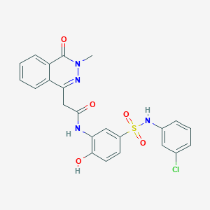 molecular formula C23H19ClN4O5S B1671840 N-[5-[[(3-Chlorophenyl)amino]sulfonyl]-2-hydroxyphenyl]-3,4-dihydro-3-methyl-4-oxo-1-phthalazineacetamide CAS No. 1016456-76-0