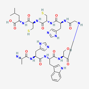 molecular formula C43H60N14O11S2 B1671848 L-Leucine, L-alanyl-L-histidyl-L-tryptophyl-L-serylglycyl-L-histidyl-L-cysteinyl-L-cysteinyl- CAS No. 188193-59-1