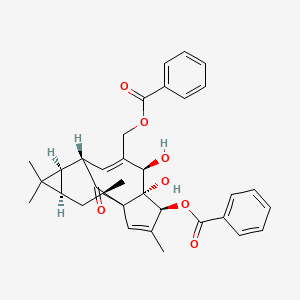 molecular formula C34H36O7 B1671945 [(4S,5R,6R,9S,10R,12R,14R)-4-Benzoyloxy-5,6-dihydroxy-3,11,11,14-tetramethyl-15-oxo-7-tetracyclo[7.5.1.01,5.010,12]pentadeca-2,7-dienyl]methyl benzoate CAS No. 59086-90-7