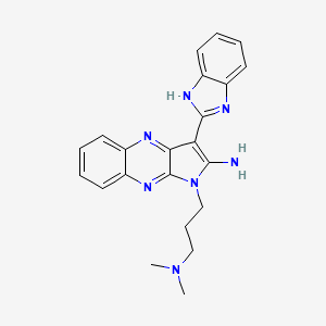 molecular formula C22H23N7 B1671951 3-(1H-benzimidazol-2-yl)-1-[3-(dimethylamino)propyl]pyrrolo[3,2-b]quinoxalin-2-amine CAS No. 881046-01-1