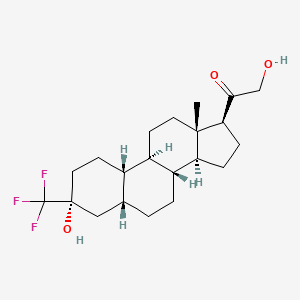 B1671973 2-Hydroxy-1-[(3R,5R,8R,9R,10S,13S,14S,17S)-3-hydroxy-13-methyl-3-(trifluoromethyl)-2,4,5,6,7,8,9,10,11,12,14,15,16,17-tetradecahydro-1H-cyclopenta[a]phenanthren-17-yl]ethanone CAS No. 162882-76-0