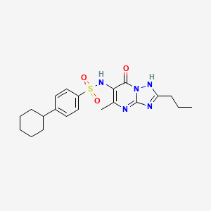 molecular formula C21H27N5O3S B1671978 4-cyclohexyl-N-(7-hydroxy-5-methyl-2-propyl[1,2,4]triazolo[1,5-a]pyrimidin-6-yl)benzenesulfonamide CAS No. 901230-11-3