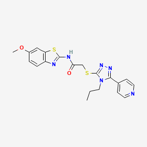 molecular formula C20H20N6O2S2 B1671979 N-(6-methoxy-1,3-benzothiazol-2-yl)-2-[(4-propyl-5-pyridin-4-yl-1,2,4-triazol-3-yl)sulfanyl]acetamide CAS No. 603101-22-0