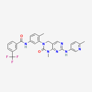 molecular formula C28H24F3N7O2 B1671981 Benzamide, N-[3-[1,4-dihydro-1-methyl-7-[(6-methyl-3-pyridinyl)amino]-2-oxopyrimido[4,5-D]pyrimidin-3(2H)-YL]-4-methylphenyl]-3-(trifluoromethyl)- CAS No. 839706-07-9