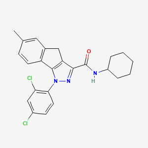molecular formula C24H23Cl2N3O B1671998 N-cyclohexyl-1-(2,4-dichlorophenyl)-6-methyl-4H-indeno[1,2-c]pyrazole-3-carboxamide CAS No. 919077-81-9