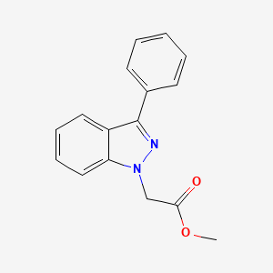 molecular formula C16H14N2O2 B1672008 2-(3-Phenyl-1-indazolyl)acetic acid methyl ester CAS No. 897776-15-7
