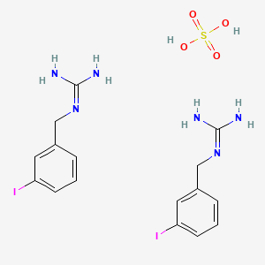 molecular formula C16H22I2N6O4S B1672013 m-Iodobenzyl guanidine sulfate CAS No. 87862-25-7