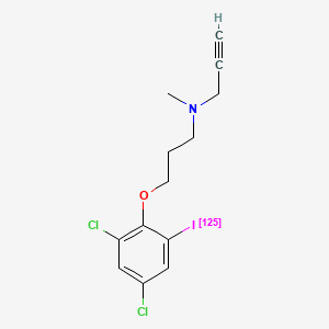 molecular formula C13H14Cl2INO B1672027 N-(3-(2,4-Dichloro-6-iodophenoxy)propyl)-N-methyl-2-propynylamine CAS No. 140163-68-4