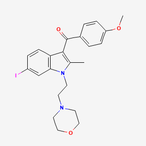 molecular formula C23H25IN2O3 B1672034 (6-iodo-2-methyl-1-(2-morpholinoethyl)-1H-indol-3-yl)(4-methoxyphenyl)methanone CAS No. 164178-33-0