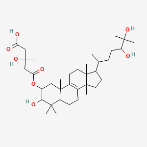 molecular formula C36H60O8 B1672062 5-((17-(5,6-dihydroxy-6-methylheptan-2-yl)-3-hydroxy-4,4,10,13,14-pentamethyl-2,3,5,6,7,11,12,15,16,17-decahydro-1H-cyclopenta(a)phenanthren-2-yl)oxy)-3-hydroxy-3-methyl-5-oxopentanoic acid CAS No. 126906-00-1