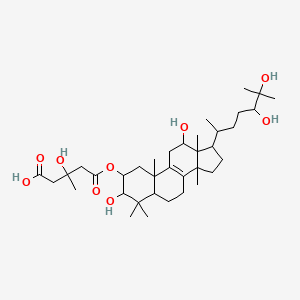 molecular formula C36H60O9 B1672063 5-[[17-(5,6-dihydroxy-6-methylheptan-2-yl)-3,12-dihydroxy-4,4,10,13,14-pentamethyl-2,3,5,6,7,11,12,15,16,17-decahydro-1H-cyclopenta[a]phenanthren-2-yl]oxy]-3-hydroxy-3-methyl-5-oxopentanoic acid CAS No. 126882-55-1