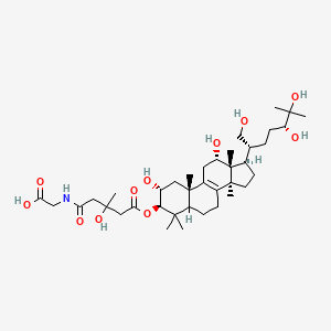 molecular formula C38H63NO11 B1672064 2-[[5-[[(2R,3R,10S,12S,13R,14S,17R)-2,12-dihydroxy-4,4,10,13,14-pentamethyl-17-[(2R,5R)-1,5,6-trihydroxy-6-methylheptan-2-yl]-2,3,5,6,7,11,12,15,16,17-decahydro-1H-cyclopenta[a]phenanthren-3-yl]oxy]-3-hydroxy-3-methyl-5-oxopentanoyl]amino]acetic acid CAS No. 126882-56-2
