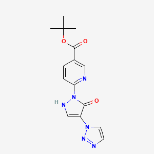 molecular formula C15H16N6O3 B1672092 叔丁基 6-(5-氧代-4-(1H-1,2,3-三唑-1-基)-2,5-二氢-1H-吡唑-1-基)烟酸酯 CAS No. 1154097-71-8