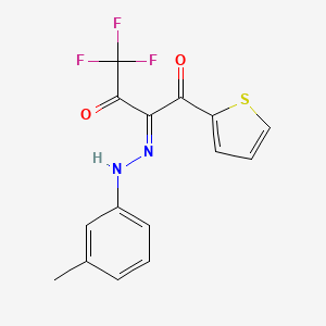 molecular formula C15H11F3N2O2S B1672118 (2E)-4,4,4-trifluoro-2-[(3-methylphenyl)hydrazinylidene]-1-thiophen-2-ylbutane-1,3-dione CAS No. 263890-70-6