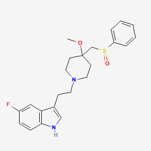 molecular formula C23H27FN2O2S B1672119 5-fluoro-3-[2-[4-methoxy-4-[[(R)-phenylsulfinyl]methyl]piperidin-1-yl]ethyl]-1H-indole CAS No. 158848-32-9