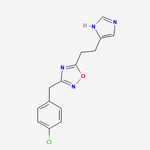 molecular formula C14H13ClN4O B1672120 3-[(4-chlorophenyl)methyl]-5-[2-(3H-imidazol-4-yl)ethyl]-1,2,4-oxadiazole CAS No. 176860-26-7