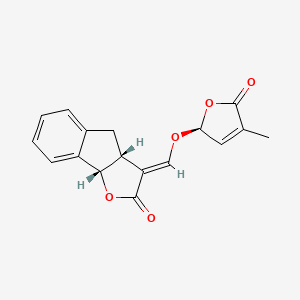 molecular formula C17H14O5 B1672124 (3e,3ar,8bs)-3-({[(2r)-4-Methyl-5-Oxo-2,5-Dihydrofuran-2-Yl]oxy}methylidene)-3,3a,4,8b-Tetrahydro-2h-Indeno[1,2-B]furan-2-One CAS No. 76974-79-3