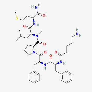 B1672127 L-Methioninamide, N-(5-amino-1-oxopentyl)-L-phenylalanyl-L-phenylalanyl-L-prolyl-N-methyl-L-leucyl- CAS No. 133156-06-6