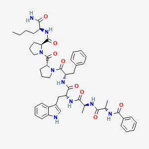 molecular formula C49H61N9O8 B1672131 N-alpha-Benzoylalanyl-alanyl-tryptophyl-phenylalanyl-prolyl-prolyl-norleucinamide CAS No. 141636-65-9