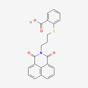 molecular formula C22H17NO3S B1672144 2-((3-(1,3-dioxo-1H-benzo[de]isoquinolin-2(3H)-yl)propyl)thio)benzoic acid CAS No. 325850-81-5