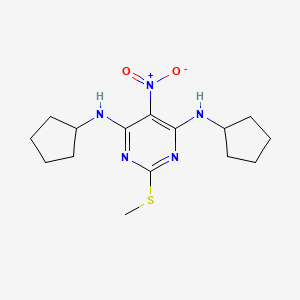 molecular formula C15H23N5O2S B1672155 N4,N6-dicyclopentyl-2-(methylthio)-5-nitropyrimidine-4,6-diamine CAS No. 39069-52-8