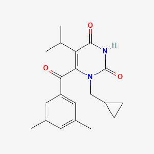 molecular formula C20H24N2O3 B1672169 2,4(1H,3H)-Pyrimidinedione, 1-(cyclopropylmethyl)-6-(3,5-dimethylbenzoyl)-5-(1-methylethyl)- CAS No. 301297-45-0