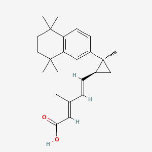 molecular formula C24H32O2 B1672189 2,4-Pentadienoic acid, 3-methyl-5-((1S,2S)-2-methyl-2-(5,6,7,8-tetrahydro-5,5,8,8-tetramethyl-2-naphthalenyl)cyclopropyl)-, (2E,4E)- CAS No. 220619-73-8