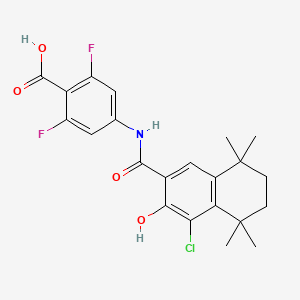 molecular formula C22H22ClF2NO4 B1672190 4-(4-Chloro-3-hydroxy-5,5,8,8-tetramethyl-5,6,7,8-tetrahydronaphthalene-2-carboxamido)-2,6-difluorobenzoic acid CAS No. 367273-07-2