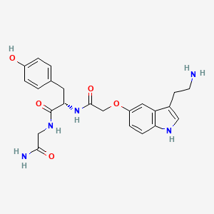 molecular formula C23H27N5O5 B1672191 2-(3-(2-Aminoethyl)-1h-indol-5-yloxy)acetyl-l-tyrosyl-glycinamide CAS No. 133790-13-3