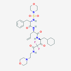 molecular formula C35H52F2N6O8S B167226 (4S)-5-cyclohexyl-2,2-difluoro-N-(2-morpholin-4-ylethyl)-4-[[(2S)-2-[[(2S)-2-(morpholin-4-ylsulfonylamino)-3-phenylpropanoyl]amino]pent-4-enoyl]amino]-3-oxopentanamide CAS No. 137302-35-3