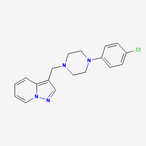 molecular formula C18H19ClN4 B1672299 3-[4-(4-Chlorophenyl)piperazin-1-ylmethyl]pyrazolo[1,5-a]pyridine CAS No. 221470-50-4