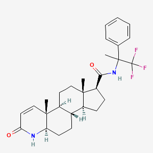 molecular formula C28H35F3N2O2 B1672310 (22RS-N-1,1,1-Trifluoro-2-phenylprop-2-yl)-3-oxo-4-aza-5alpha-androst-1-ene-17beta-carboxamide CAS No. 155651-56-2